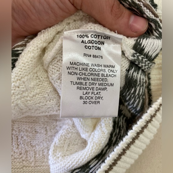 South Bay White Knit Tree Boarder Horse Graphic Embroidered Sweater Cotton Med - Picture 5 of 7